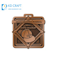 Diseño único personalizado metal bronce color 3d pintado rectangular australia canguro logo tenis rugby medalla